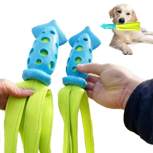 HKM-0351421 Interactive Squeaky Cuttlefish Chew Toy for Dogs - Teeth Cleaning Pet Toy for All Sizes