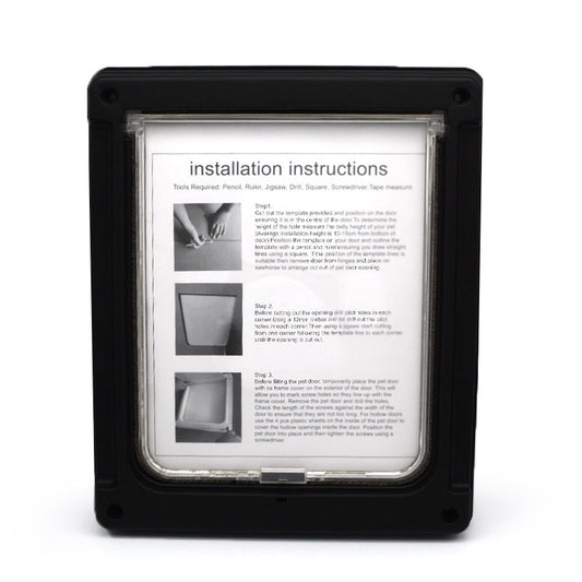 HKM-0351549 Plastic Pet Door with Flap – White, Brown, Black – Small & Large Sizes Available