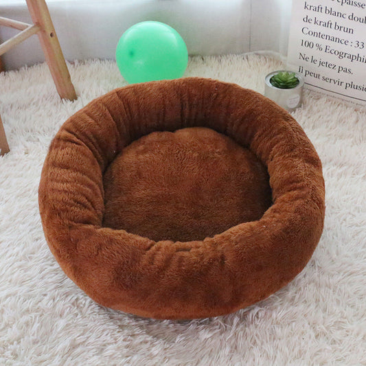 HKM-0365501 Cozy Round Egg Tart Cat Nest in Multiple Colors and Sizes for Autumn and Winter