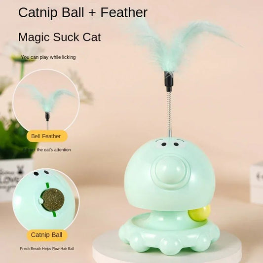 HKM-0366269 Interactive Cat Toy with Turntable Design and Food Dispenser功能