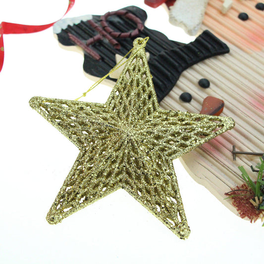 HKM-037459 Three-Dimensional Plastic Mesh Star Decoration for Christmas - 12cm, Assorted Colors