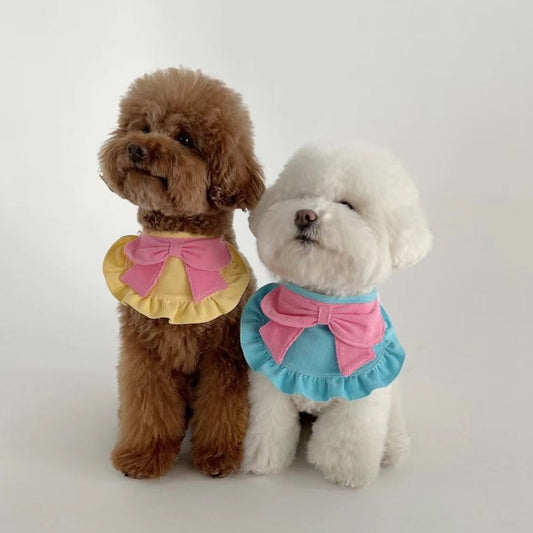 HKM-0381501 Cute Monochrome Butterfly Dog Bib in Yellow and Blue ¨C Casual Polyester Design Available in S, M, L Sizes