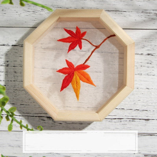 HKM-040467 Handmade Embroidery Art - Silk Material Bag with Wooden Frame, Various Designs, Canvas Size 13CM x 13CM