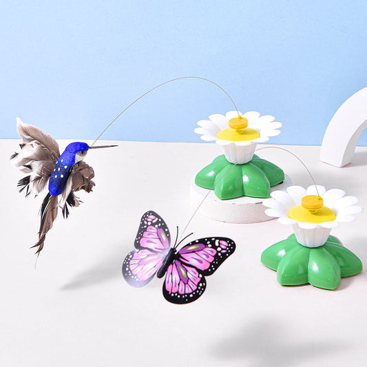 HKM-042067 Automatic Cat Teaser Toy with Electric Rotation - Bird and Butterfly Designs