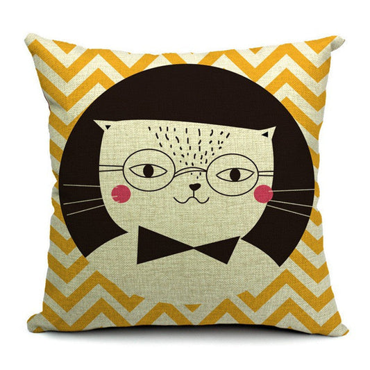 HKM-042451 Cat-Themed Cotton and Linen Waist Pillow with PP Cotton Filling