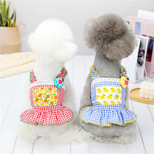 HKM-0427581 Summer Floral Sling Skirt for Small Dogs - Lightweight Polyester Design for Comfort