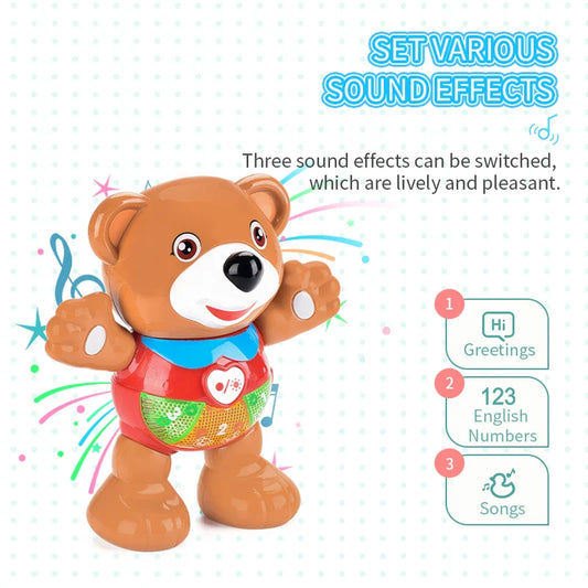 HKM-043347 Cartoon Talking Teddy Bears with Light and Music for Early Education - Suitable for Ages 0 to 24 Months