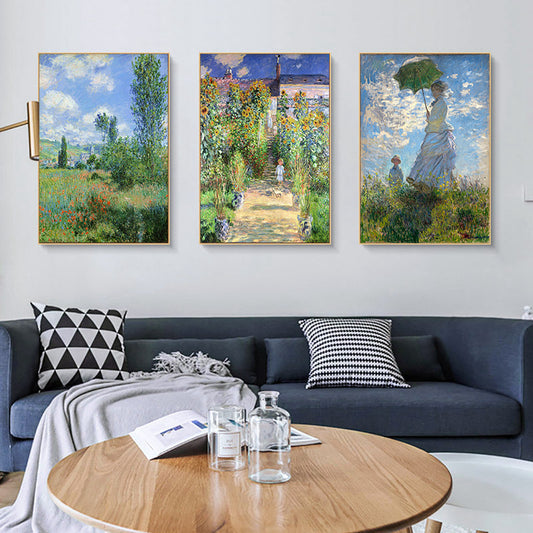 HKM-043923 Elegant Landscape Canvas Art with Luxury Gold Aluminum Frame and Pine Wood Inner Frame for Home Decoration