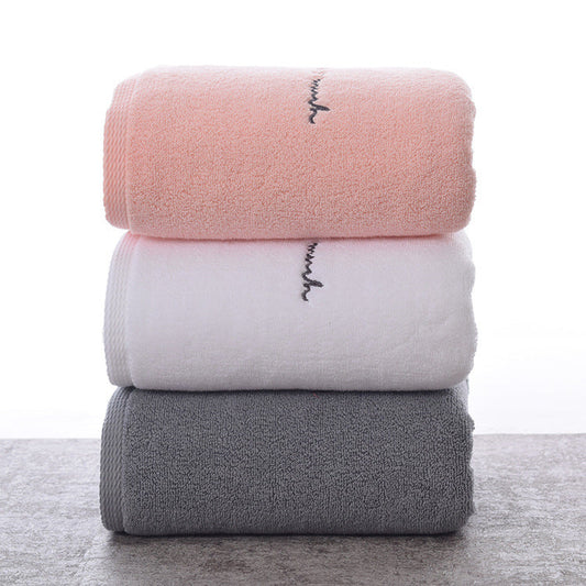 HKM-044499 Soft Cotton Couples Bath Towel - 150x70cm in Elegant Gray, Warm Pink, Pure White