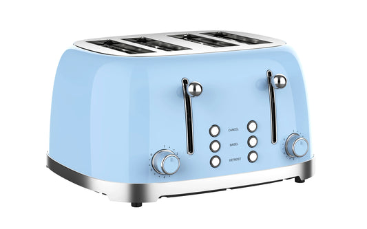 HKM-047123 4-Slice Retro Electric Toaster with Adjustable 1-6 Level Browning Control