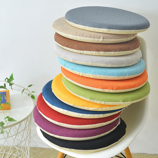 HKM-047187 Round Linen Memory Foam Chair Pad - Soft, Modern Design, Available in Multiple Colors and Sizes