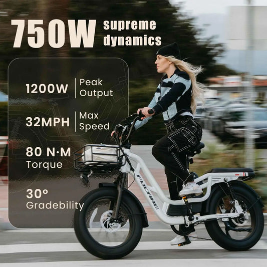 HKM-047699 20 Inch Electric Fat Bike with 48V 1200W Motor, 7 Speed Gears, Hydraulic Disc Brakes, and Front Suspension