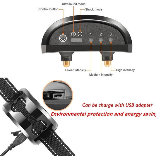 HKM-0488765 Ultrasonic Anti-Bark Dog Training Device with Adjustable Sensitivity and USB Charging