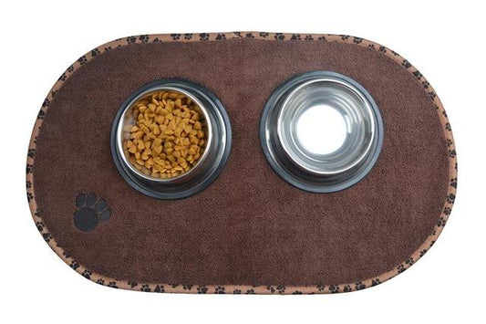 HKM-0504125 Microfiber Anti-Slip Dog and Cat Bowl Place Mat - Removable and Washable Pet Food Mat
