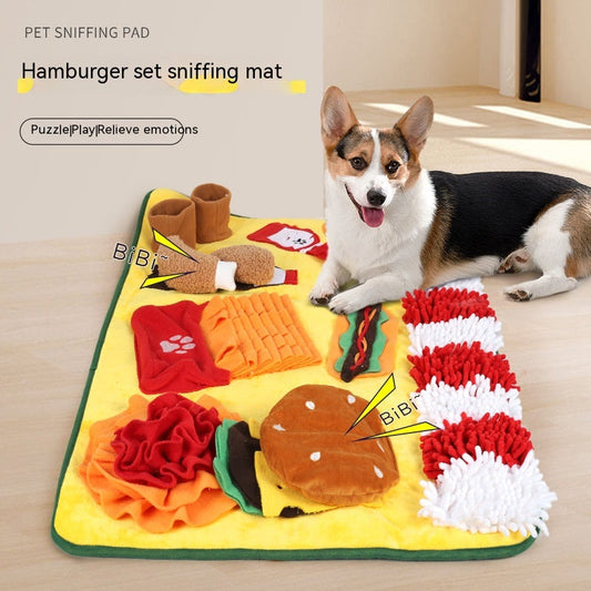 HKM-0514621 Pet Sniffing Training Mat for Dogs and Cats - Chenille Polar Fleece, Non-Slip, 80x60cm