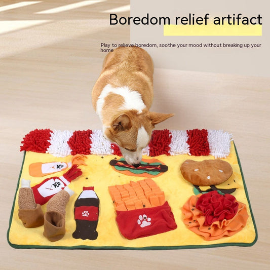 HKM-0514621 Pet Sniffing Training Mat for Dogs and Cats - Chenille Polar Fleece, Non-Slip, 80x60cm