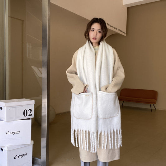 HKM-052243 Winter Women's Lycra Pocket Scarf - Soft Spandex, Warm and Stylish