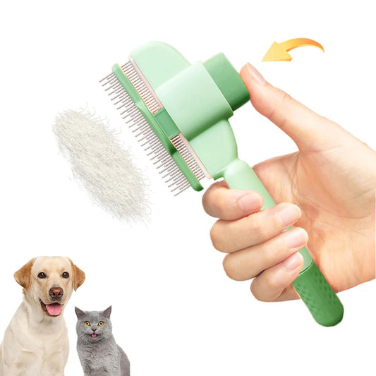 HKM-0525117 Dual-Length Self-Cleaning Pet Comb for Dogs and Cats, Durable Grooming Tool with Rounded Teeth