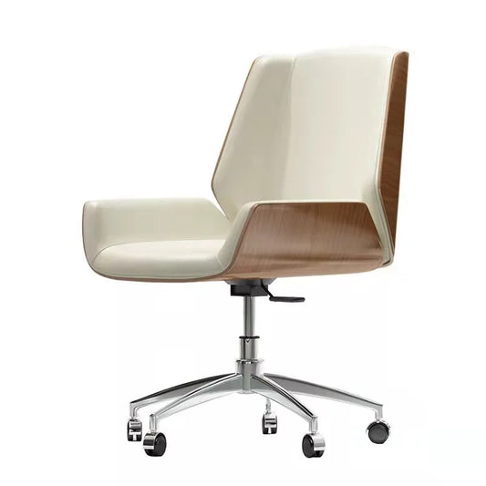 HKM-053843 Elegant Wooden Conference Chair with Black Walnut Plywood and Leather Upholstery