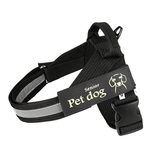 HKM-057299 Adjustable Nylon Dog Leash and Chest Harness in Blue, Black, and Red - Multiple Sizes Available