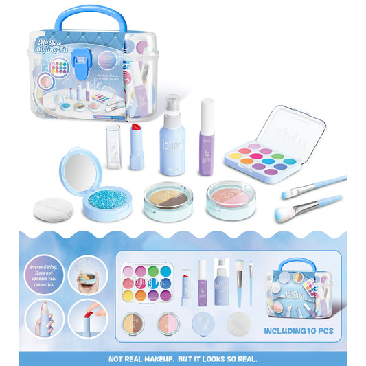 HKM-057427 Kids Pretend Play Makeup Case Set with Brush Tools - Ideal Beauty Toy for Children Ages 2 to 14