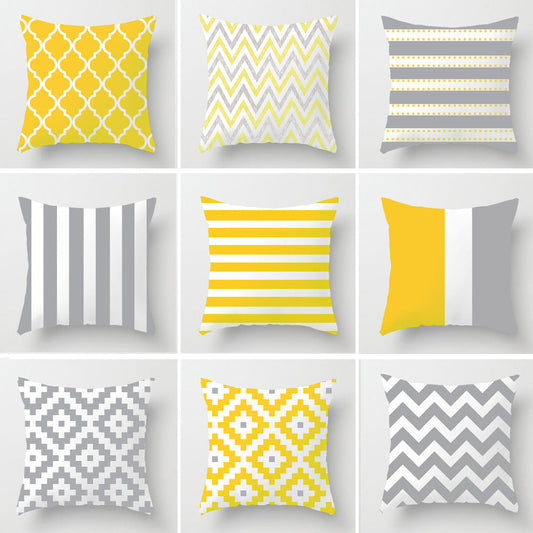 HKM-057491 Soft Striped Pillowcase for Office and Home Decor - 45x45cm, Crystal Soft Material, Single-Sided Print
