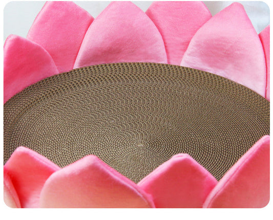 HKM-0575421 Pet Cool Nest Round Cat Bed - Plush Lotus Shape, Two Sizes Available (30cm and 42cm)