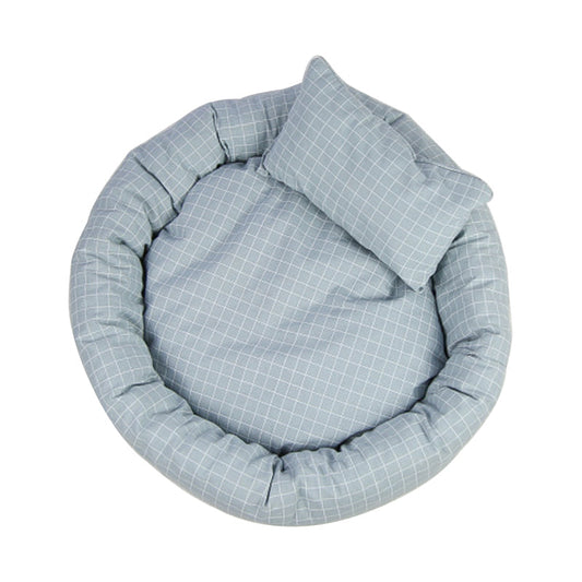 HKM-0577597 Soft Velvet Cotton Cat Litter Bed with Non-Slip Oxford Base, Egg Tart Shape, 35cm Diameter