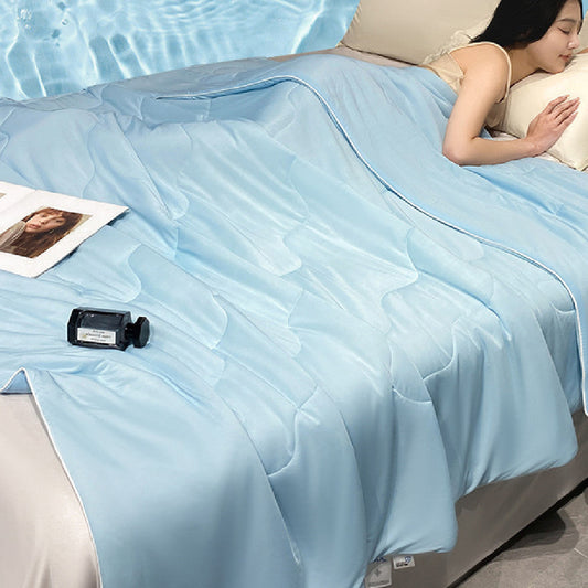 HKM-062035 Cool Silk Summer Quilt - Airable Spandex Blanket, Machine Washable, Available in Multiple Sizes and Colors