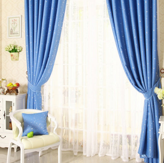 HKM-062739 Star Print Acrylic Perforated Curtain - Elegant Decoration for Your Space