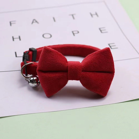 HKM-0658365 Adjustable Velvet Bow Collar for Small Dogs and Cats in Multiple Colors
