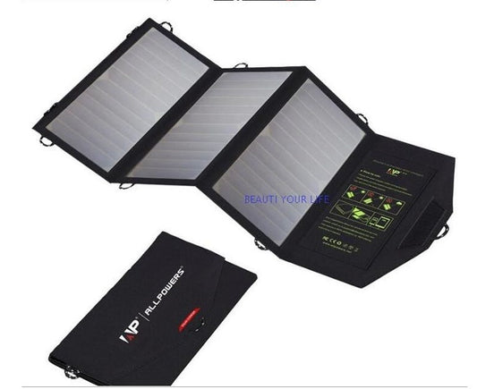 HKM-065875 Portable Foldable Dual USB 5V/2.1A Waterproof Solar Panel Charger for Outdoor Use