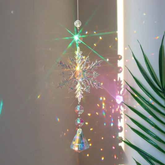 HKM-067091 AB Color Acrylic Snowflake Dreamcatcher Christmas Tree Decoration Set - Large & Small Sizes