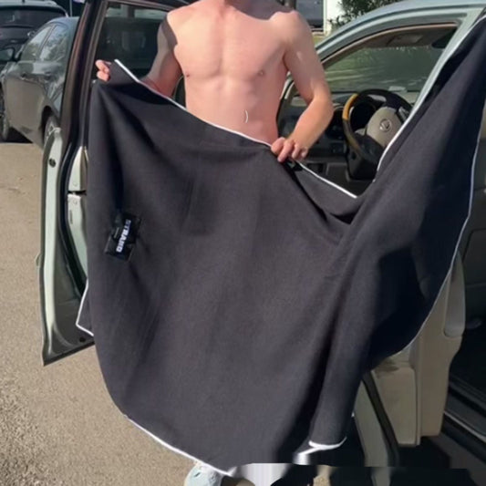 HKM-070355 Magnetic Nylon Bath Towel for Outdoor and Beach Use - Available in Black Gray, Army Green, and White