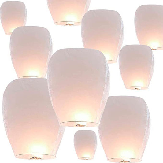 HKM-070611 Large White Flame Retardant Kongming Lantern for Wish Making, Handmade Sky Lantern