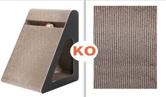 HKM-0710589 Triangle Cat Scratch Board - Corrugated Paper Claw Sharpener in Minimalist Black Design