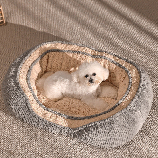 HKM-0741437 Kennel Four Seasons Dog Bed for Small to Medium Dogs - Gray Fabric Mat
