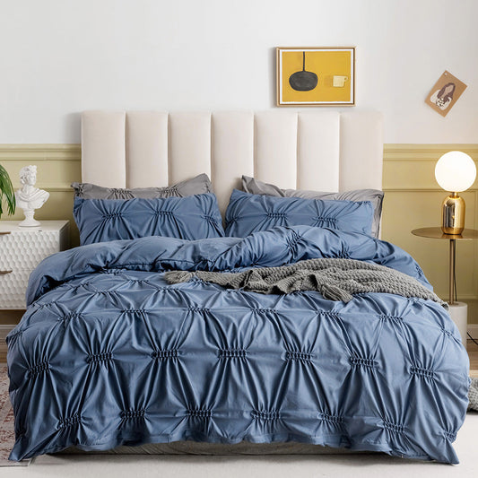 HKM-077011 Solid Color Quilt Cover and Pillowcase Set in Multiple Sizes