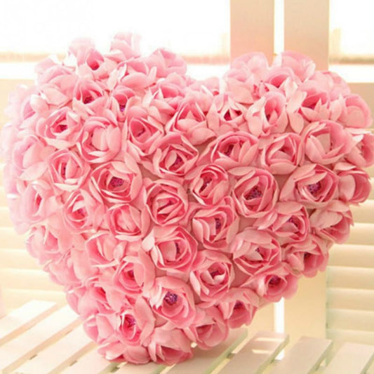 HKM-078227 Rose Heart Shape Decorative Pillow – Soft Plush Filling, Lightweight, Ideal Gift for Special Occasions – Available in Multiple Sizes and Colors