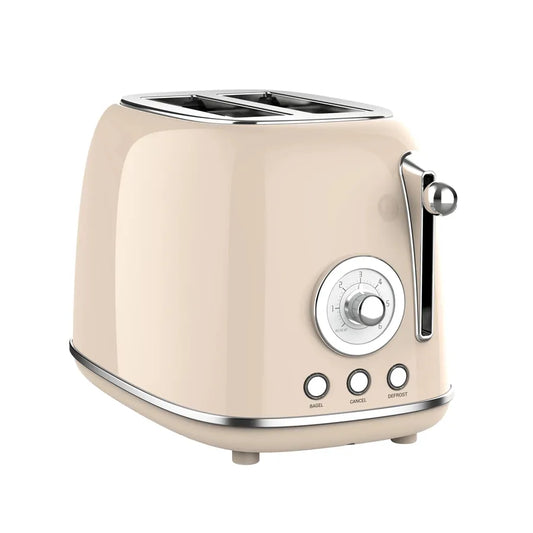 HKM-078739 Retro Stainless Steel 2 Slice Waffle Maker and Bread Toaster with Grill Function