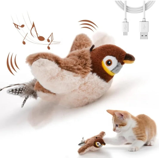 HKM-079507 Rechargeable Interactive Cat Toy with Touch Activation and Chirping Flapping Bird for Indoor Kittens