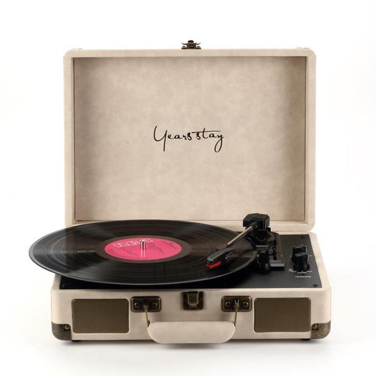 HKM-080211 Bluetooth Phonograph Turntable with Leather Case - Supports Vinyl and Film Records in Multiple Colors