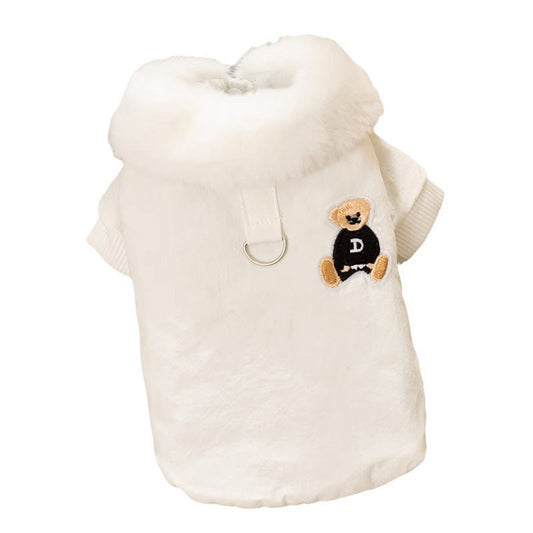 HKM-0813117 Thick Warm Jacket for Small Dogs and Cats, Autumn/Winter Apparel in Beige and Brown Bear Designs