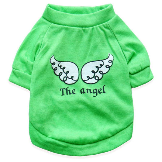 HKM-082515 Light Green Cotton Jersey T-shirt for Small Dogs - Casual Style with Wing Print