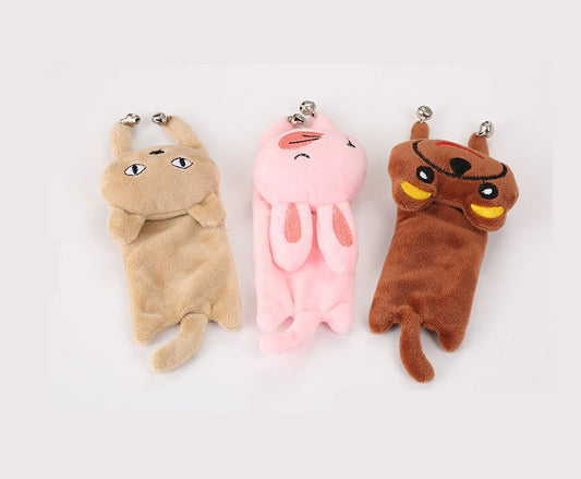 HKM-0829629 Cute Plush Cat, Rabbit, and Red Panda Toys with Bell Sound – Perfect for Playful Pets