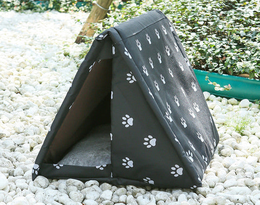 HKM-0839741 Cozy Cotton Deep Sleep Nest for Cats and Small Dogs - Semi-closed Design in Gray, Green, and Coffee Colors