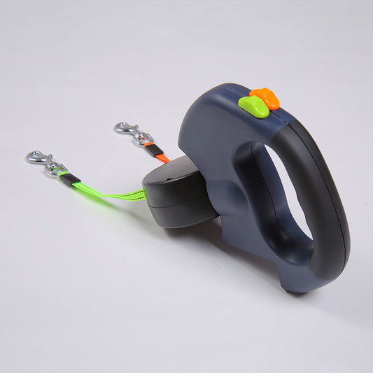 HKM-0841277 Automatic Double-Headed LED Light Dog Walking Leash, 3M ABS Traction Rope
