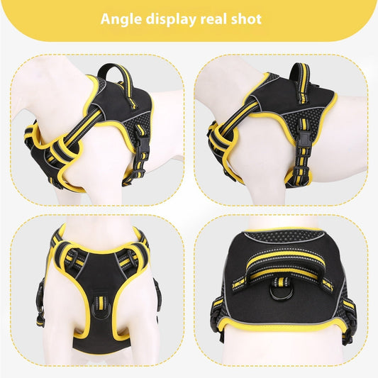 HKM-0856253 Adjustable Dog Harness with Traction Strap for Outdoor Training and Safety