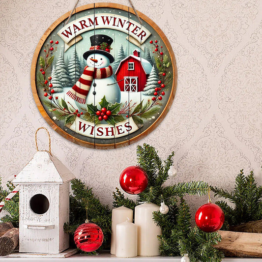 HKM-086547 Creative Wooden Christmas Doorplate Hang Tag Decoration - 20x0.3cm
