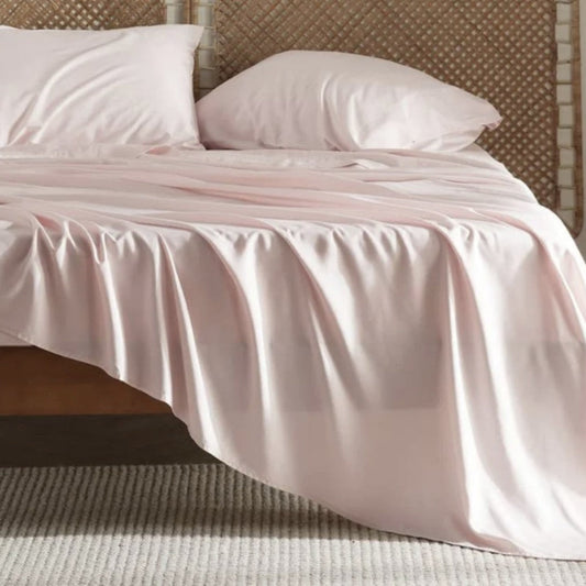 HKM-089043 Bamboo Fiber Fitted Bed Sheet Set with Pillowcases - Solid Color, Available in Multiple Sizes